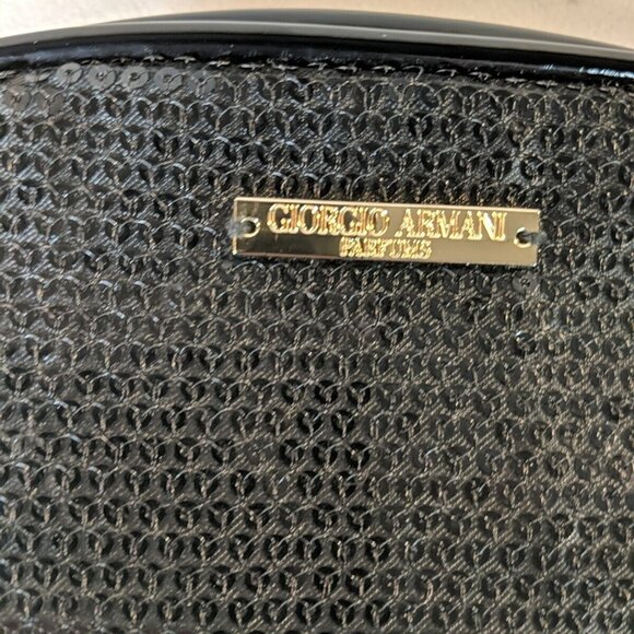 Giorgio Armani 2 Perfume Bags Pouches Makeup Small Black Sequin Patent Gold - Picture 3 of 15